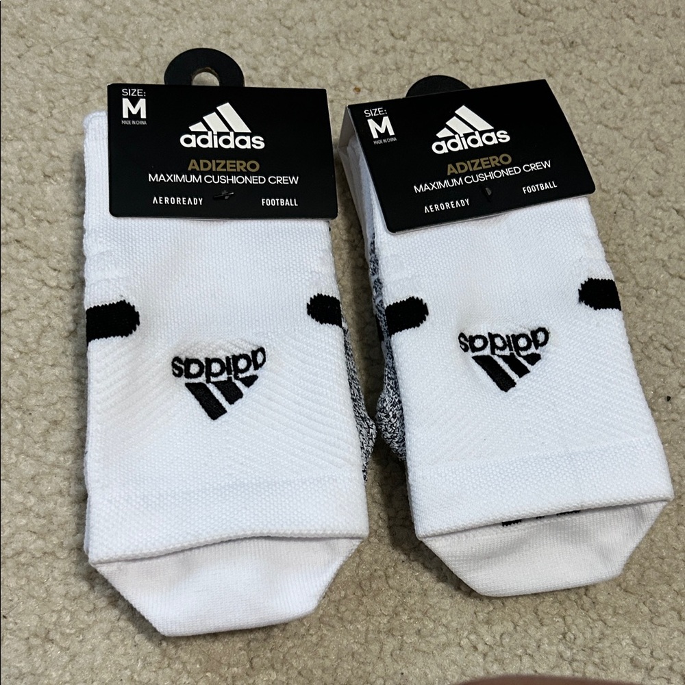 Adidas Men's White and Black Adizero Crew Socks